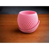 Brf Store Su Store Küre Saksı – 3D Baskı Kafes Dokulu Iki Parçalı Dekoratif Saksı - Pembe-Pembe - Siyah