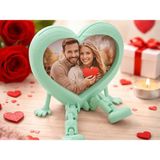 Brf Store Veltrolab Aşk Kalpli Fotoğraf Çerçevesi – 3D Baskı Hareketli Bacaklı Masaüstü Çerçeve-Mint - Siyah