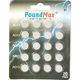 Brf Store Yavuzsell 20'li Paket LR44 AG13 1,5 V Poundmax Alkalin Düğme Pil, Cıvasız, Sızdırmaz, Uzun Süreli Da - Siyah