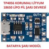 Brf Store Yavuzsell Alkatronik Korumalı Lityum Pil Şarj Devresi Modülü TP4056 1A 18650 Battery Charger + Prote - Siyah