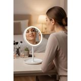 Brf Store Yavuzsell Buffer® LED Işıklı Yuvarlak Makyaj Aynası – Dokunmatik Ayarlanabilir Işık Tonlu, 360° Döne - Siyah