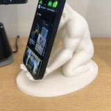 Brf Store Yavuzsell Goril Telefon Tutucu – 3D Baskı Kaslı Goril Masaüstü Telefon Standı-Beyaz - Siyah