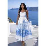 BRGCLOTHING İnce Askılı Keten İç Maxi Boy Elbise