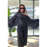 BRGCLOTHING Puantiyeli İthal Şifon Pelerin Şalvar Takım