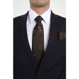 Brianze 8 Cm Kahverengi Beyaz Şal Motif Desen Kravat Mendil Set