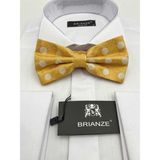 Brianze Beyaz Puantiyeli Altın Sarısı Papyon - Standart - Beyaz - Altın