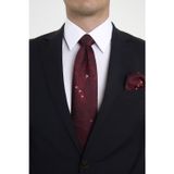 Brianze Bordo Beyaz Şal Desen Kravat Mendil Set