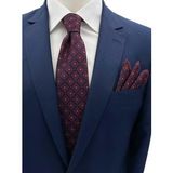 Brianze Bordo Lacivert Kare Motif Desen Kravat Mendil Set
