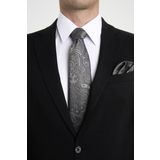 Brianze Gri Şal Motif Desen Kravat Mendil Set