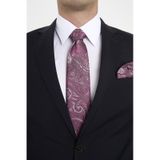 Brianze Pembe Şal Motif Desen Kravat Mendil Set Pembe