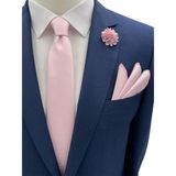 Brianze Şeker Pembesi Kravat Mendil Yaka Çiçeği Seti Microfiber Malzeme ile Özel Günler İçin - Standart