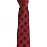 Brianze SKS-3 Siyah Kareli Bordo Slim Kravat
