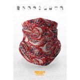 Bricave Kırmızı Çiçekli Paisley Desenli Motosiklet Bandana Boyunluk Maske