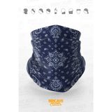 Bricave Lacivert Beyaz Paisley Desenli Motosiklet Bandana Boyunluk Maske