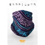 Bricave Mor Turkuaz Grafiti Yazı Desenli Motosiklet Bandana Boyunluk Maske