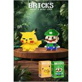 Bricks make a wise life Pikachu ve Luigi 3D Yapboz - İkili Set - Mikro Blok Yapım Seti - Eğitici Hobi Oyuncak - Kutulu Ambalaj - Orijinal