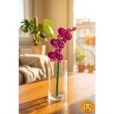 Bricks Pembe Orkide Çiçek Yapım Seti - Solmayan Yapay Çiçek - 72 Parça Dekoratif Mini Blok Çiçek