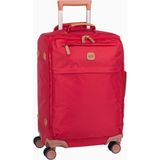 Bric's X-Travel 55 cm Kabin Boy Trolley Hafif, Deri Detaylı ve Şık Seyahat Valizi - Kırmızı