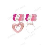 Bride Baskılı Balon Ortası Boş Rose Gold Kalp Folyo ve Brıde Taç Seti