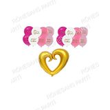 Bride Baskılı Balon Ve Ortası Boş Gold Kalp Folyo Balon Seti