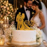 Bride Gelin Damat Pasta Üstü Plexi Çubuklu Nikah Düğün Pasta Süsü Dekoru