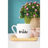 Bride Gelin Hediye Türk Kahvesi Fincanı Ahşap Altlıklı - 1 Adet - 70 ml - Beyaz