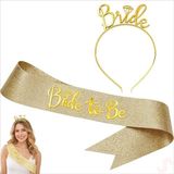 Bride Taç ve Bride To Be Kuşak Seti - Altın