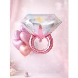 Bride Tek Taş Yüzük Folyo Balon Bekarlığa Veda Parti Balonu Rose Gold 81 cm