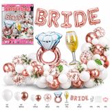 Bride To Be Bekarlığa Veda Parti Süsü Seti, Rose Gold Folyo Balonlu Gelin Partisi Dekorasyon Seti, Konfeti Balon ve Yüzük Balon Dahil