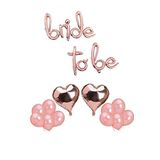 Bride To Be Imza Folyo Balon 10 Adet Rose Gold Balon 2 Adet 16 inc Kalp Folyo Balon