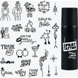 Bride To Be Party City Pack Dövme Şablon Seti ve Siyah Sprey