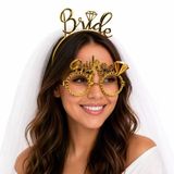 Bride Yazılı Gold Taç Parti Gözlüğü Seti (5047)