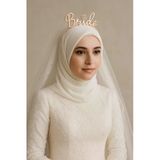 Bride Yazılı Metal Taç Düğün Gelin Başı Tacı Parti Tacı