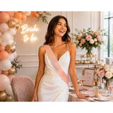 Bride Yazılı Somon Gümüş Yaldızlı Gelin Kuşağı Bekarlığa Veda Parti Süsü