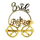 Bride Yazılı Taç Bride To Yazılı Gözlük Seti Altın Renk