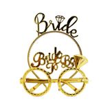 Bride Yazılı Taç ve Bride To Be Yazılı Gözlük Seti Altın Renk TYC4F14DECADAACC704AE4200