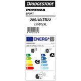 Bridgestone 285/40 R22 110Y XL Potenza Sport SUV Yaz Lastiği 2023
