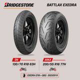 Bridgestone Battlax Exedra G709 130/70 R18 63H - G852 200/55 R16 77H Goldwing Ön Arka Motosiklet Lastik Takımı (2023/2019)