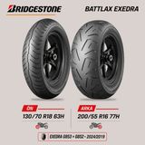 Bridgestone Battlax Exedra G853 130/70 R18 63H - G852 200/55 R16 77H Goldwing Ön Arka Motosiklet Lastik Takımı (2024/2019)