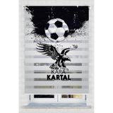 Bright Cover Kara Kartal ve Futbol Topu Baskılı Zebra Perde - Çocuk Odası Perdesi (A+ KALİTE)