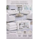 Bright Home Bohem 3 3 1 1 Lastikli Kanepe Örtüsü | Lastikli Koltuk Örtüsü | Koltuk Kılıfı Takımı - 180 x 230 cm - Krem