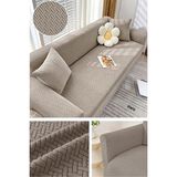 Bright Home Tuğla Desen Koltuk Örtüsü Lastikli Kayma Yapmayan 3lü Bir Adet - 180 x 230 cm - Vizon - Cappuccino