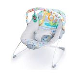 Bright Starts Ana Kucağı Rahatlatıcı Titreşimler Bebek Koltuğu - Çıkarılabilir Oyuncak Barı, Kaymaz Ayak, 0-6 Ay, 9 Kg'ya Kadar (Safari Eğl - Açık Gri - Beyaz