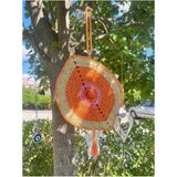 Bright3 Nazar Boncuklu ,el Yapımı, El Örgüsü, Clutch ,portföy Çanta, Fermuarlı, Turuncu Püsküllü - Renkli