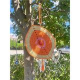 Bright3 Nazar Boncuklu ,El Yapımı, El Örgüsü, Clutch ,Portföy Çanta, Fermuarlı, Turuncu Püsküllü