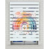 BRIGHTCOVER Renkli Gökkuşağı Suluboya Baskılı Zebra Perde - Gece Gündüz - Bebek Odası Perdesi | Kokusuz Mürekkeple Basılmış Zebra Perdeler ile Sende Tarzını Yansıt! | 1 Dakikada Pratik Montaj - 120 x 260 cm