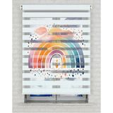 BRIGHTCOVER Renkli Gökkuşağı Suluboya Baskılı Zebra Perde - Gece Gündüz - Bebek Odası Perdesi | Kokusuz Mürekkeple Basılmış Zebra Perdeler ile Sende Tarzını Yansıt! | 1 Dakikada Pratik Montaj - 220 x 200 cm
