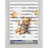 BRIGHTCOVER Sevimli Ayıcık Baskılı Zebra Perde - Gece Gündüz - Bebek Odası Perdesi, Kız Çocuk Odası Perdesi | Kokusuz Mürekkeple Basılmış Zebra Perdeler ile Sende Tarzını Yansıt! | 1 Dakikada Pratik Montaj - Renkli - 200 x 200 cm