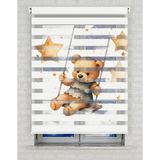 BRIGHTCOVER Sevimli Ayıcık Baskılı Zebra Perde - Gece Gündüz - Bebek Odası Perdesi, Kız Çocuk Odası Perdesi | Kokusuz Mürekkeple Basılmış Zebra Perdeler ile Sende Tarzını Yansıt! | 1 Dakikada Pratik Montaj - Renkli - 220 x 200 cm