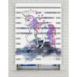 BRIGHTCOVER Unicorn ve Bulutlar Baskılı Zebra Perde - Gece Gündüz - Kız Çocuk Odası Perdesi | Kokusuz Mürekkeple Basılmış Zebra Perdeler ile Sende Tarzını Yansıt! | 1 Dakikada Pratik Montaj - Renkli - 120 x 180 cm